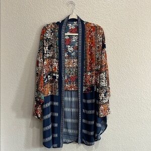 Chelsea & Violet Multicolor Mixed Media Cardigan Size XL tropical, bright